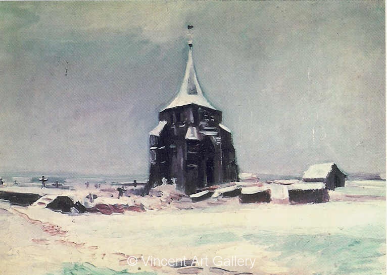 JH 600 - The Old Cemetery Tower at Nuenen in the Snow,
